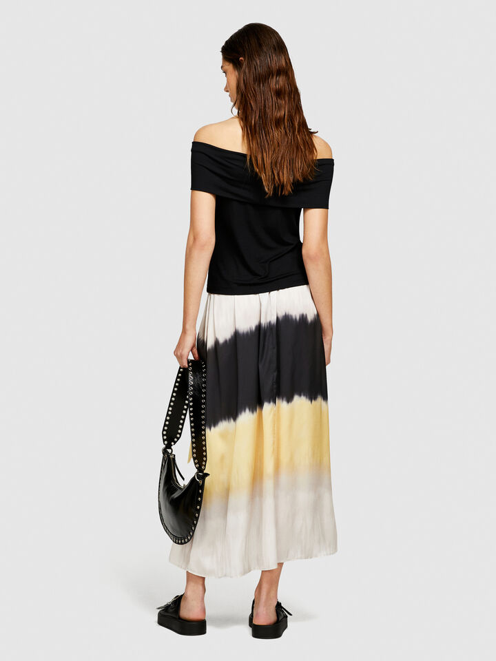 Bare shoulder t-shirt - women's short sleeve t-shirts - Black | Sisley image number 3